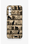 Samsung A14 Compatible Vintage Black Cat Patterned Silicone Case - 3