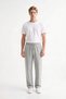 Men's Stone Color 3-Thread Rastered Sweatpants with Straight Legs, Relaxed Fit, Elastic Waistband and Pockets