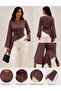 Women's Waist-Fitted Soft Fabric Crew Neck Asymmetrical Cut Spanish Sleeve Blouse - 5