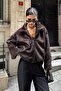 Women's Stand Collar Faux Fur Jacket - 2