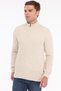 Beige Men's 80% Wool 20% Acrylic Zigzag Knit Patterned Pocketed Full Zipper Stand Collar Knitwear Cardigan Trist-5368 - 2