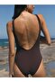 Round Neck Swimsuit Brown - 3