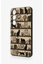 Samsung S25 Compatible Vintage Black Cat Patterned Silicone Case - 4