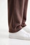 Men's Brown 3 Thread Rastered Sweatpants with Flat Legs, Comfortable Cut, Elastic Waistband and Pockets - 7