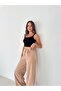 Women's Double Fabric Chinese Button Detailed Wide Leg Pants - 4