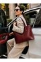 Women's Shoulder Bag Crocodile Pattern Printed Croco Leather Length 32 cm Width 42 cm Width 12 cm - 2