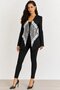Women's Black Lace Detailed Design Blazer Jacket - 3