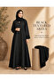 Luxury Black Textured Abaya with All-Over Geometric Pattern, Wide Smooth Cuffs & Hidden Button Closure – Elegant Full-Length Saudi Abaya with Matching Plain Black Hijab/Shawl Available - 7