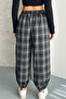 Plaid Patterned Comfortable Fit Pants with Elasticated Legs - 6