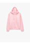 Three Threaded Ribbed Oversized Sweatshirt with Angel Print on the Back, Kangaroo Pocket and Zipper Hood - 5
