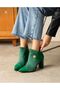 Layla Emerald Green Suede Leather Detail 7 cm Heel Boots Botti̇e - 2
