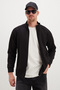 Zippered Stand Collar Pocket Regular Fit Jacket