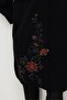 Women's Stand Collar Patterned Long Wool Coat Black - 2