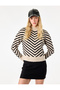 Long Sleeve High Neck Striped Knit Sweater - 2