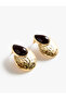 Stone Detailed Textured Earrings - 2