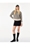 Long Sleeve High Neck Striped Knit Sweater