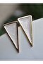 Enamel triangle earrings - beige -