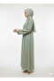 Sage Green Mirror Work Abaya | Rizqé Luxury Sheesha Embellished Modest Open Wrap Dress - 3