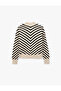 Long Sleeve High Neck Striped Knit Sweater - 7