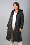 Women's Zip-Front Hooded Long Puffer Coat with Side Slits - 3
