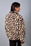 Women's Stand Collar Zippered Leopard Pattern Plush Sweatshirt with Pockets - 4