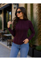 Timeless Elegance Women's Turtleneck Long Sleeve Modal Blouse with Ribbed Detail - 2