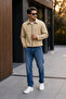 Men's Relax Fit Premium Jacket Cashmere Coat Mustard - 2