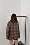 Mustard Collar Garnished Plaid Jacket - 5