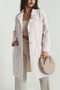 Women's Boucle Fabric Buttoned Pocketed Double-Breasted Collar Long Jacket