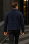Men's Relax Fit Premium Jacket Cashmere Coat Navy Blue - 4