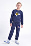3 Thread Printed Boys' Double Pocket Crew Neck 2-Piece Tracksuit Set 4 Pieces - 4