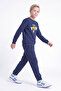 3 Thread Printed Boys' Double Pocket Crew Neck Sweatshirt Set - 2