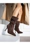 Helen Brown Cow Suede 7 cm Heel Pointed Toe Boots Botti̇e