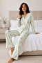 Women's Long Sleeve Cotton Green Pajama Set - 2