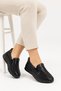 Kosel studded double rubber bone protruding genuine leather women's shoes black skin - 3