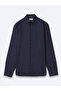 Navy Blue Plain Regular Fit Long Woven Casual Cotton Blend Shirt - 6