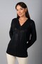 Women's V-Neck Long Sleeve Blouse with Shiny Stone Embellishments on Front and Sleeves - 2