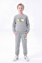 3 Thread Printed Boys' Double Pocket Crew Neck Sweatshirt Set - 5