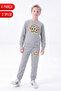3 Thread Printed Boys' Double Pocket Crew Neck Sweatshirt Set