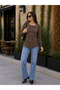 Timeless Elegance Women's Leopard Print Crew Neck Long Sleeve Blouse with Gipeli Cuff Detail - 5