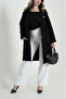 Women's Boucle Fabric Buttoned Pocketed Double-Breasted Collar Long Jacket - 2