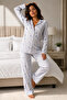 Women's Long Sleeve Cotton Blue Pajama Set - 5