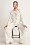 Women's Patterned Long Sleeve Ecru Pajama Set 4722 - 3