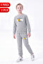 3 Thread Printed Boys' Double Pocket Crew Neck Sweatshirt Set