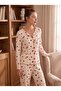 Women's Long Sleeve Camisole Bowknot Ecru Pajama Set C7T4N807 - 2