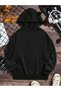 Black Dragon Design Sweatshirt - Printed Oversize Hoodie with Embossed Hood - 3