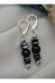 Hematite and Onyx Stone Earrings - Silver Color -