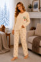 Embroidered Milan Knitted Long Sleeve Round Neck Women's Pajama Set - 2