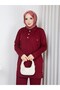 Knitwear Polo Collar Two-Piece Set with Trousers Claret Red - 3