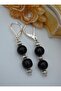 Onyx Stone Earrings - Silver Color - - 2